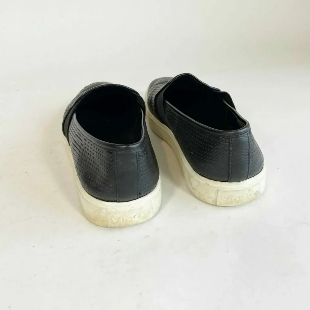 Vince Blair Perforated Leather Slip On Sneakers Shoes Size‎ 7.5 M Black Women's